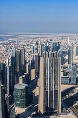 Image showing Dubai downtown. East, United Arab Emirates architecture. Aerial 