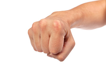 Image showing Males hand with a clenched fist isolated