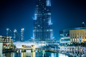 Image showing View on Burj Khalifa, Dubai, UAE, at night