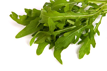 Image showing Arugula/rucola  fresh heap leaf on white