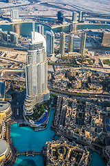 Image showing Dubai downtown. East, United Arab Emirates architecture. Aerial 