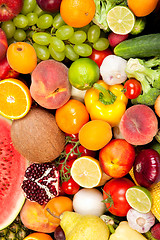 Image showing Huge group of fresh vegetables and fruits