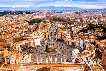 Image showing Rome, Italy. Famous Saint Peter's Square in Vatican and aerial v