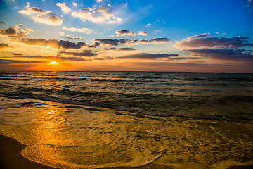 Image showing Dubai sea and beach, beautiful sunset at the beach