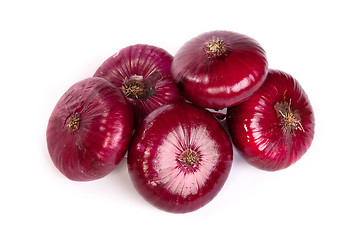 Image showing Group of a red onions, isolated on white