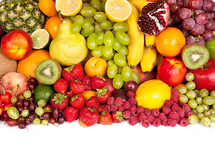 Image showing Huge group of fresh fruits isolated on a white background.