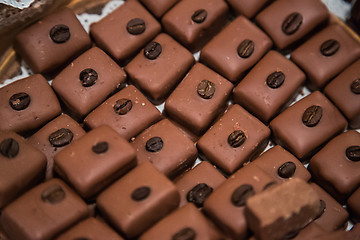 Image showing Many different chocolate candy closeup