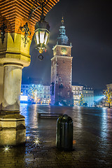 Image showing Poland, Krakow. Market Square at night.