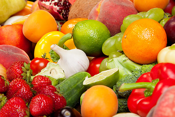 Image showing Huge group of fresh vegetables and fruits