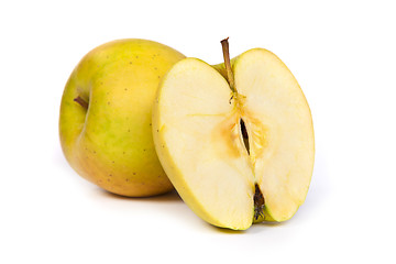 Image showing Cross section of green apple, showing pips, and core
