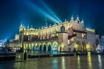 Image showing Poland, Krakow. Market Square at night.