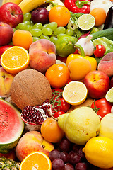 Image showing Huge group of fresh vegetables and fruits