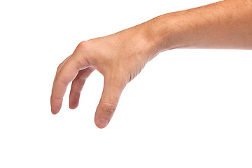 Image showing Male hand reaching for something on white