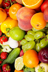 Image showing Huge group of fresh vegetables and fruits