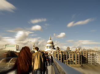 Image showing London Millennium Bridge and St Pauls