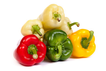 Image showing Group of seet bell peppers isolated on white