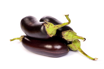 Image showing Three large eggplant, over white background