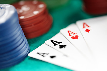 Image showing Cards and casino chips