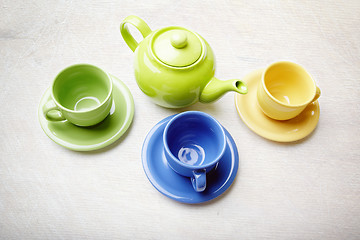 Image showing Teapot and cups