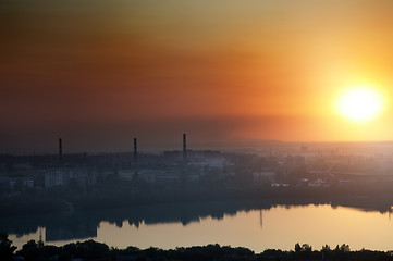 Image showing Sunset in the city