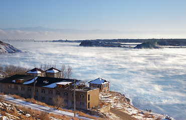 Image showing Resort at the frozen lake