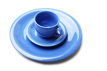 Image showing Blue plates and teacup