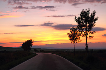 Image showing sunset on the road