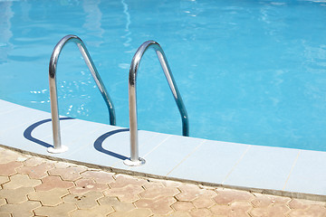 Image showing Handrail of the public swimming pool