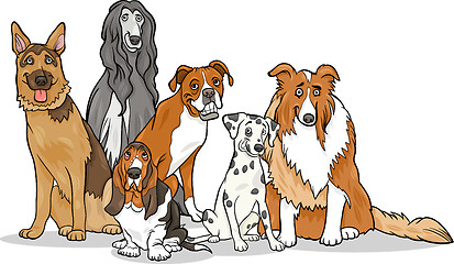 Image showing cute purebred dogs group cartoon illustration