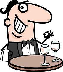 Image showing waiter in restaurant cartoon illustration