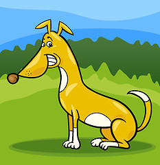 Image showing happy sitting dog cartoon illustration