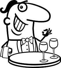 Image showing waiter in restaurant cartoon illustration