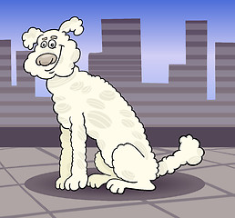 Image showing poodle dog in the city cartoon illustration