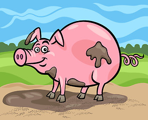 Image showing pig farm animal cartoon illustration