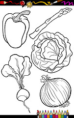 Image showing cartoon vegetables set for coloring book