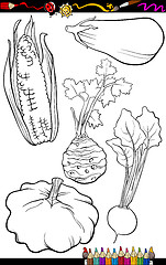 Image showing cartoon vegetables set for coloring book