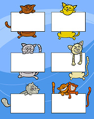 Image showing cartoon cats with board or card set