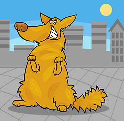 Image showing happy yellow shaggy standing dog