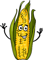 Image showing funny corn on the cob cartoon illustration