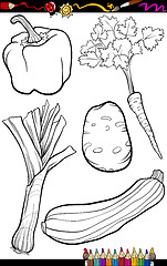 Image showing cartoon vegetables set for coloring book