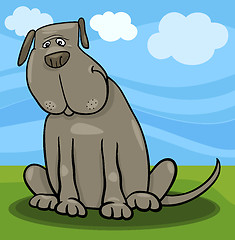Image showing cute big gray dog cartoon illustration