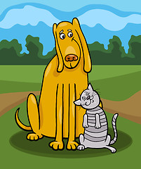 Image showing dog and cat in friendship cartoon illustration