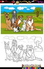 Image showing dogs breeds cartoon for coloring book