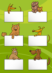 Image showing dogs with cards cartoon design set