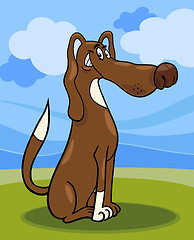 Image showing funny sitting dog cartoon illustration