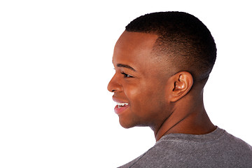 Image showing Neck and side of happy man face