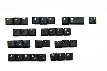 Image showing www, hot,sale, money, net, off and other words from keyboard key