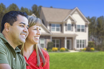 Image showing Happy Mixed Race Couple in Front of House