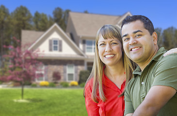 Image showing Happy Mixed Race Couple in Front of House