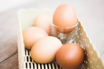 Image showing Chicken eggs in a basket